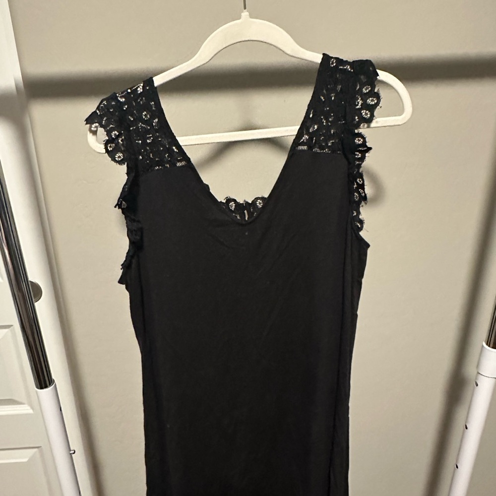 LOFT Black Lace Trim Dress